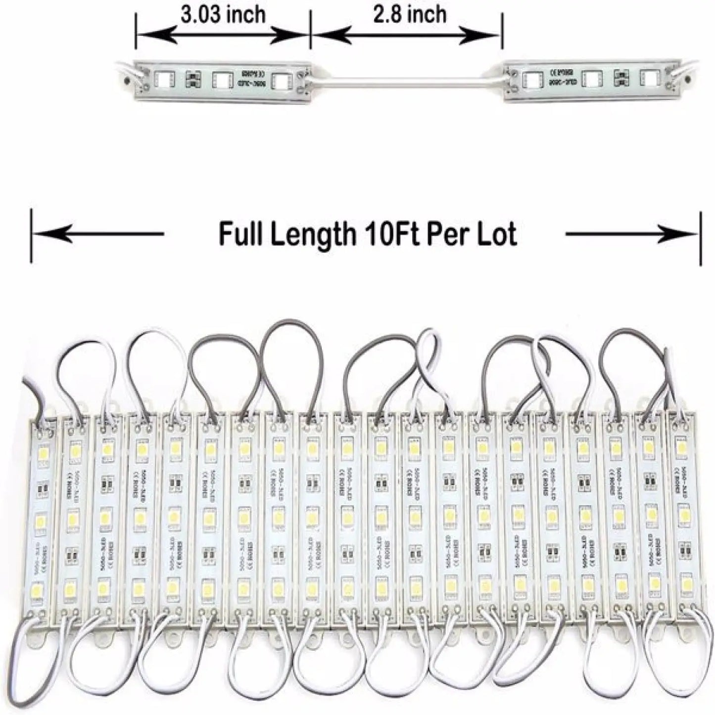 Vattentät modul LED-ljusslinga med 60 LED-lampor och 10ft kabel