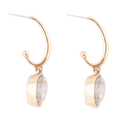 White and Golded Calcite Drop Earrings