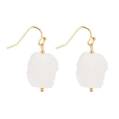 White Druzy Drop Earring