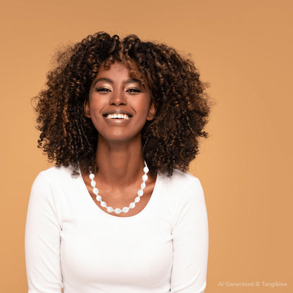 Wit friswaterparel sterling zilveren ketting