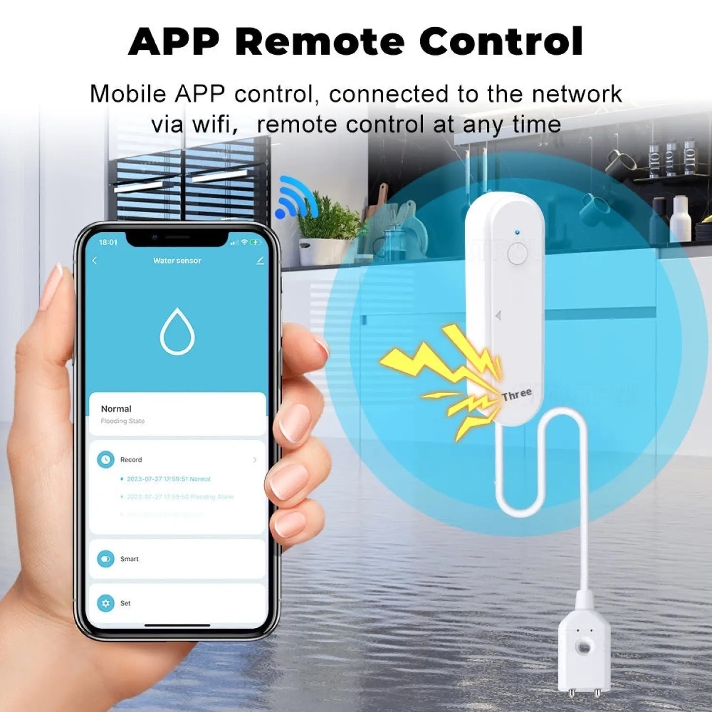 WiFi Vattennivåsensor & Läckagealarm för Hem Säkerhet – Tuya Smart