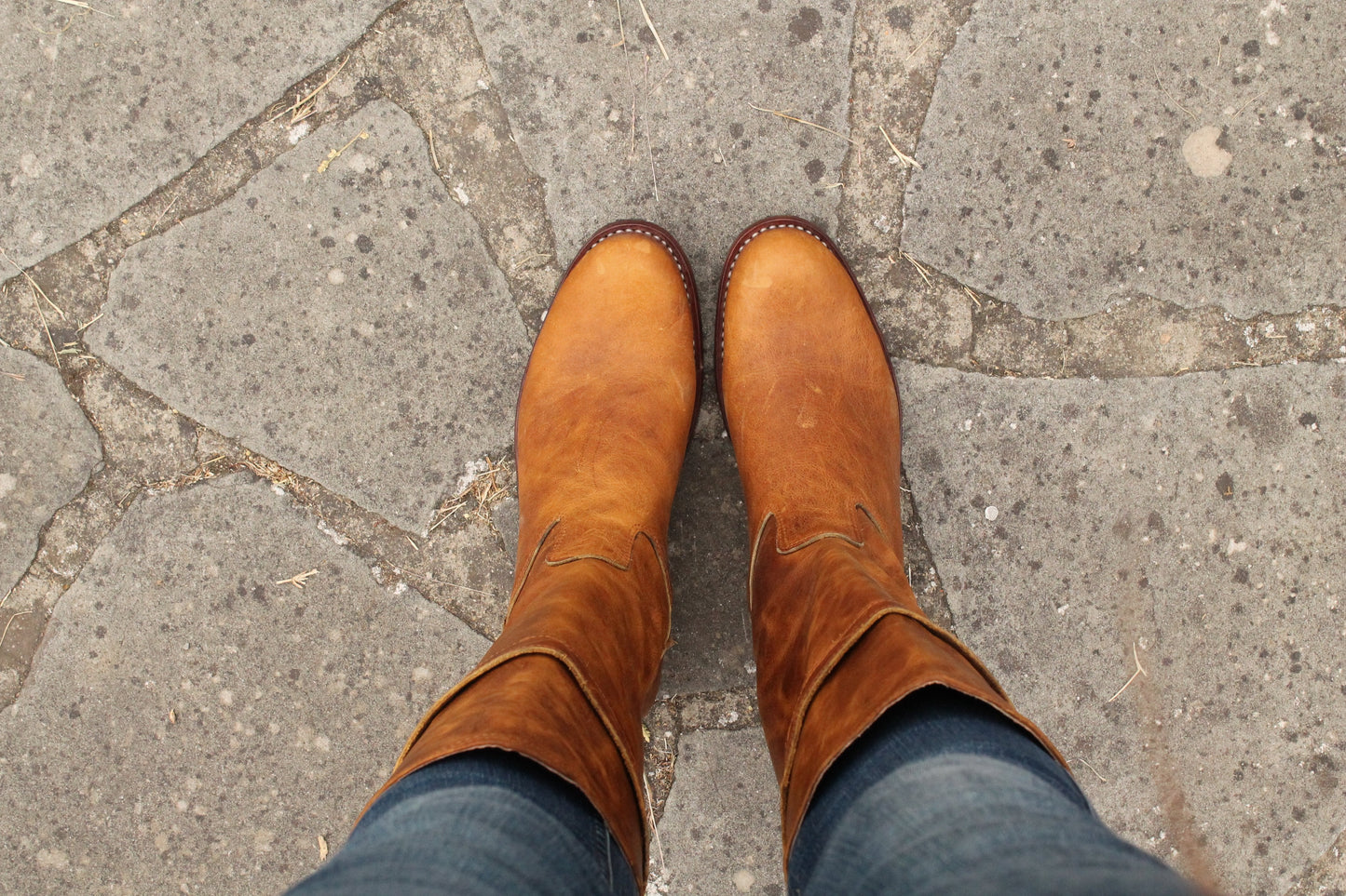 Damenstiefel aus Leder, hoch