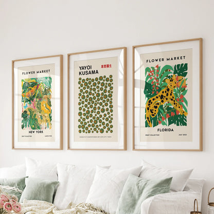 Flower Market, Kusama Art Prints. Modern Tropical Wall Decor