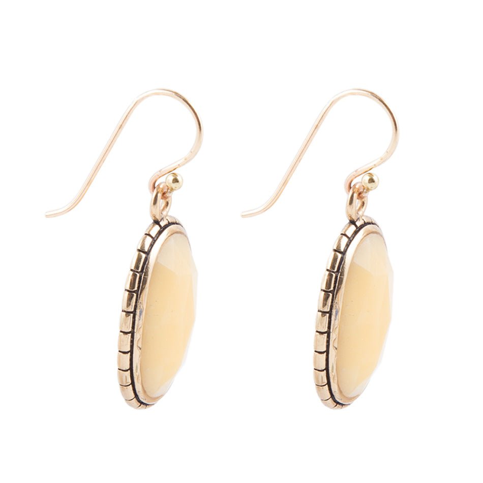 Gelber Achat facettierter ovaler Ohrring