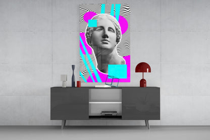 Szklana dekoracja ścienna Vaporwave Venus w stylu Op Art