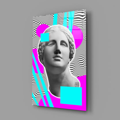 Szklana dekoracja ścienna Vaporwave Venus w stylu Op Art