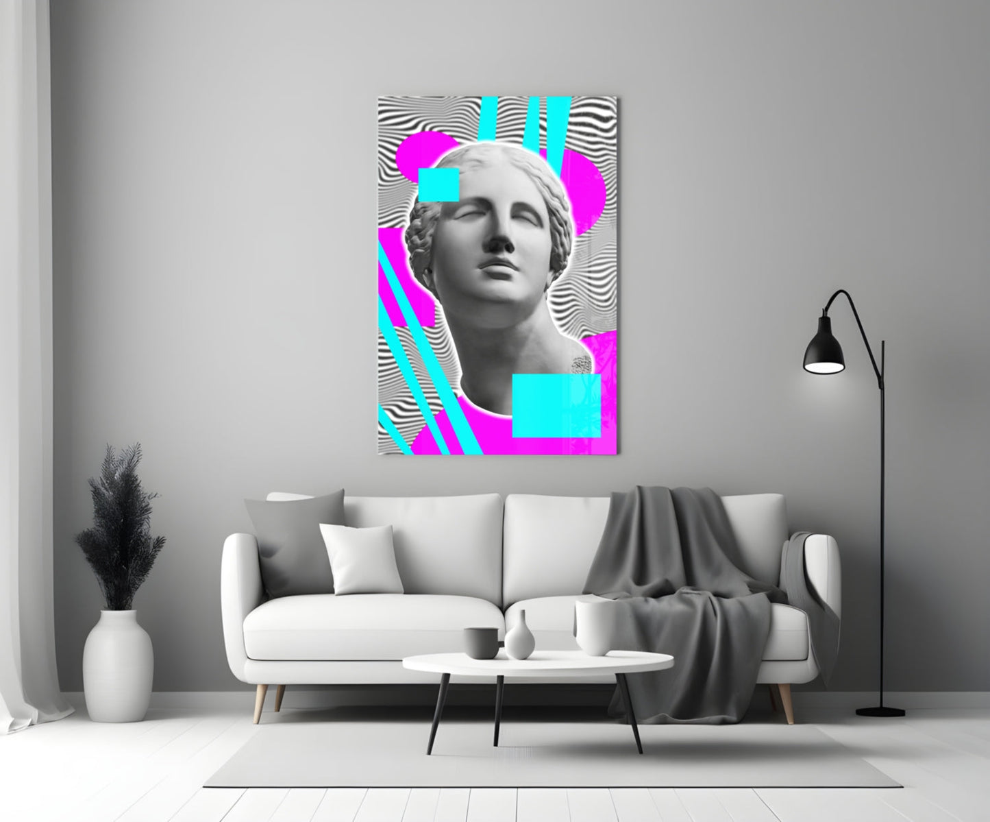 Szklana dekoracja ścienna Vaporwave Venus w stylu Op Art