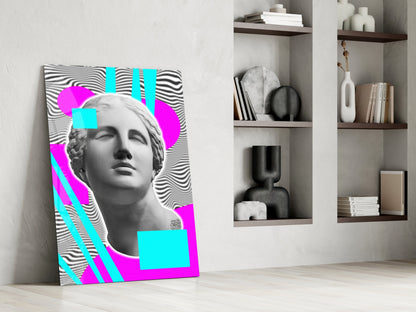Szklana dekoracja ścienna Vaporwave Venus w stylu Op Art
