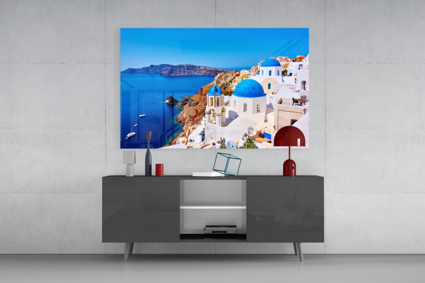 Santorini Glass Wall Art
