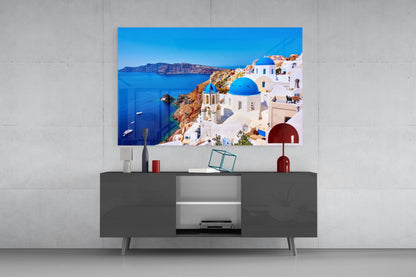 Santorini Glass Wall Art