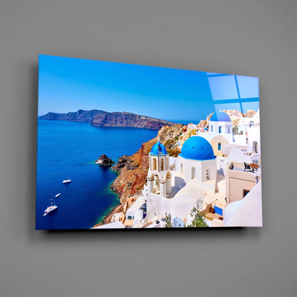 Santorini Glass Wall Art