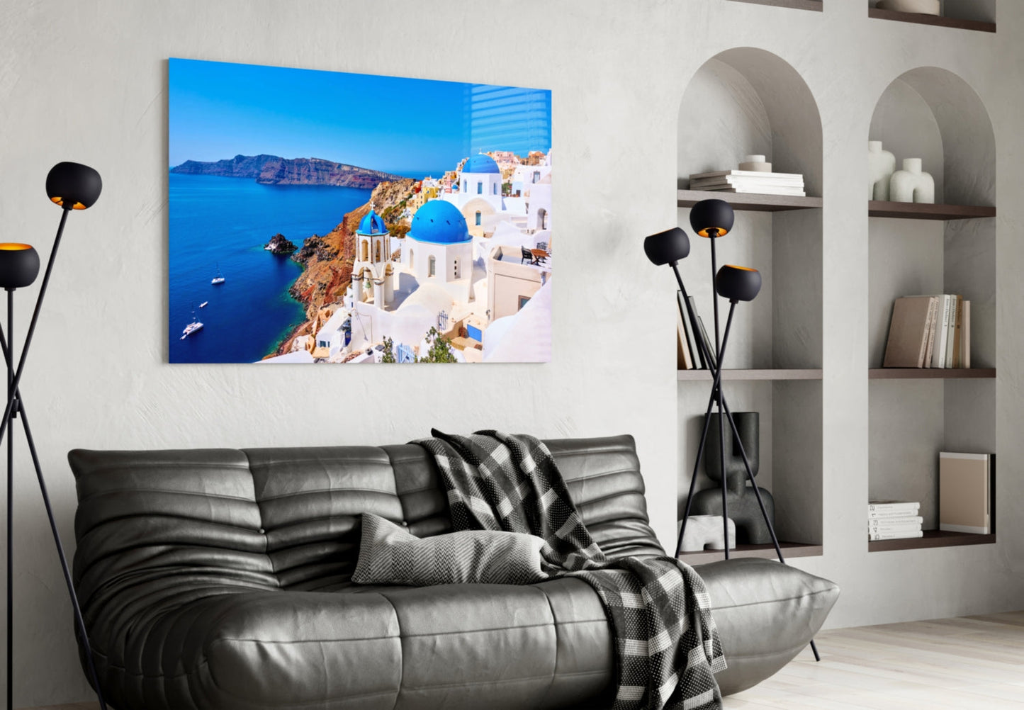 Santorini Glass Wall Art