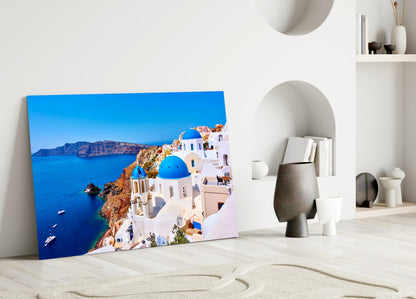 Santorini Glass Wall Art