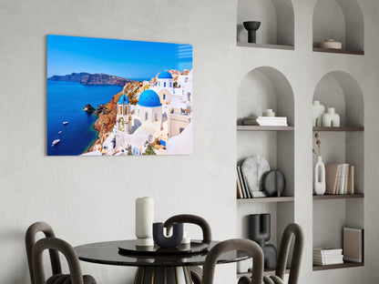 Santorini Glass Wall Art