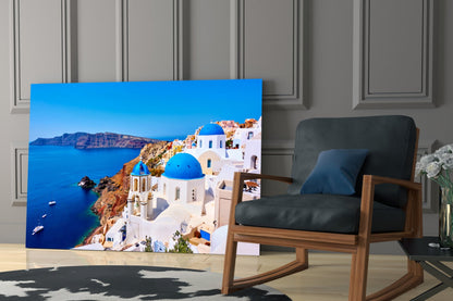 Santorini Glass Wall Art