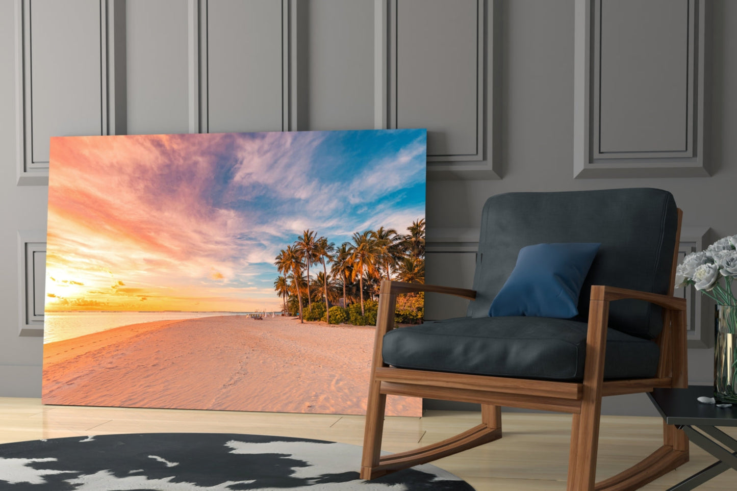 Beach View Glass Wall Art