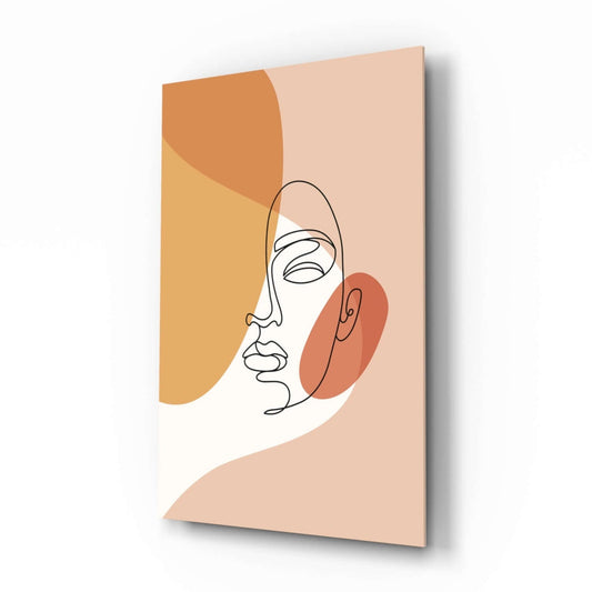 Tilted Face Peach Abstract Glass Wall Art